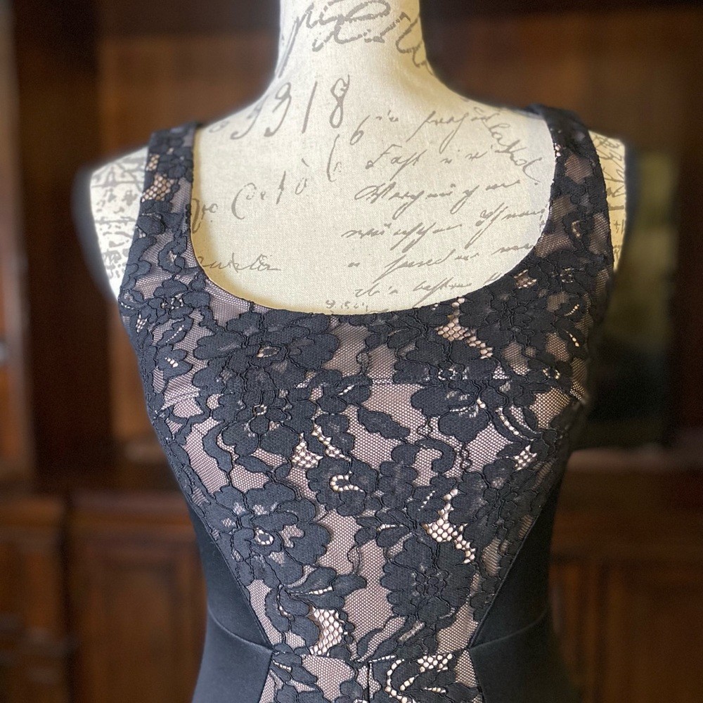 SOLD! Mystic Front Slit and Lace Black Dress - Picture 3 of 4